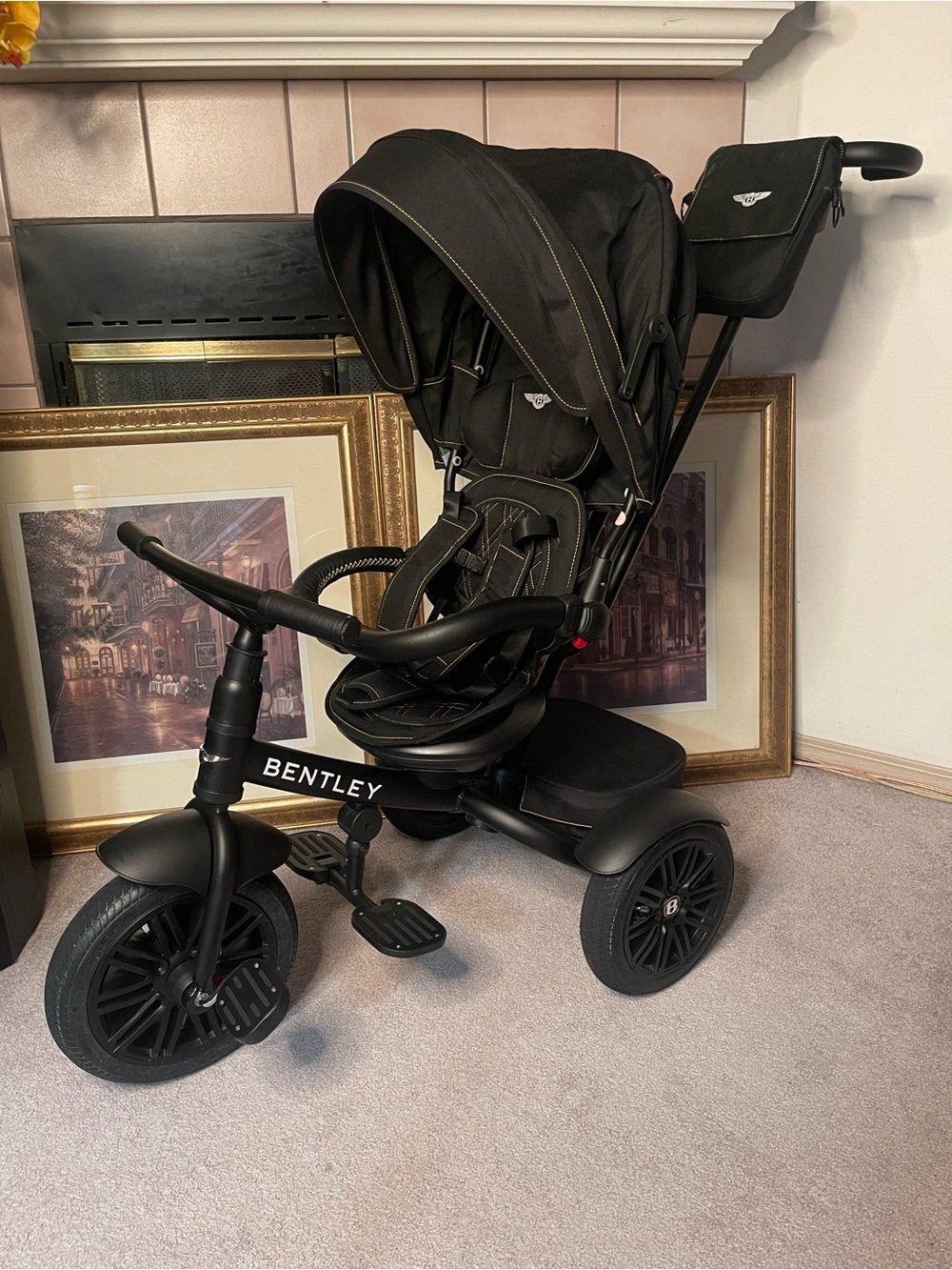 Bentley Kids Black Trike with Canopy and Parent Handle